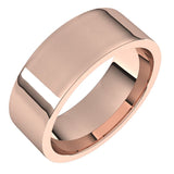 14K Rose Gold Flat Comfort Fit Light Wedding Band, 7 mm Wide