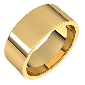 10K Yellow Gold Flat Comfort Fit Light Wedding Band, 8 mm Wide