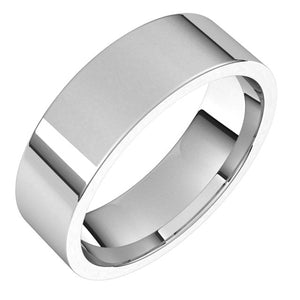 14K White Gold Flat Comfort Fit Light Wedding Band, 6 mm Wide