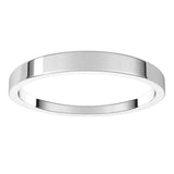 14K White Gold Flat Tapered Wedding Band, 2.5 mm Wide