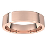 10K Rose Gold Flat Comfort Fit Light Wedding Band, 5 mm Wide