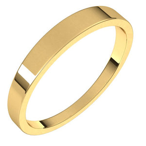 10K Yellow Gold Flat Tapered Wedding Band, 3 mm Wide