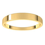 10K Yellow Gold Flat Tapered Wedding Band, 3 mm Wide