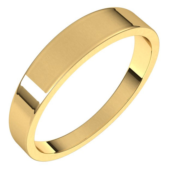 14K Yellow Gold Flat Tapered Wedding Band, 4 mm Wide