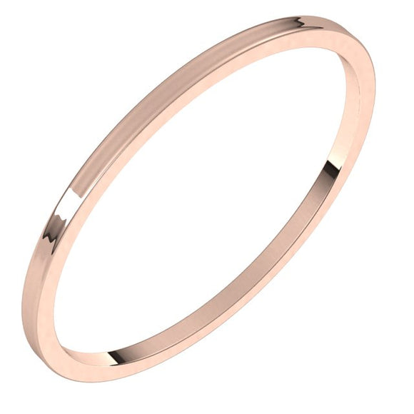 10K Rose Gold Flat Ultra-Light Wedding Band, 1 mm Wide