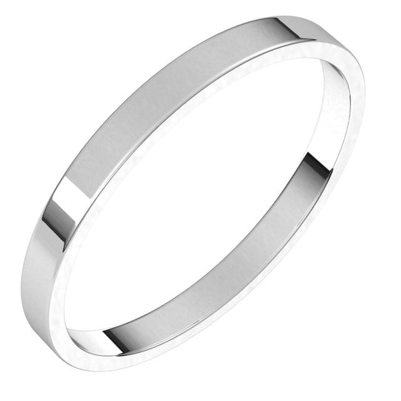 Sterling Silver Flat Ultra-Light Wedding Band, 2 mm Wide