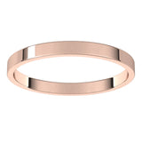 14K Rose Gold Flat Ultra-Light Wedding Band, 2 mm Wide