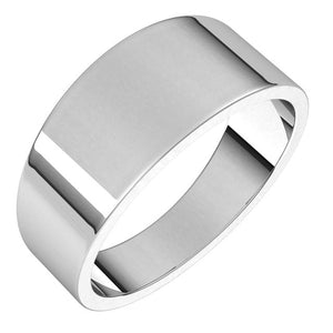 Platinum Flat Tapered Wedding Band, 8 mm Wide