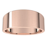 14K Rose Gold Flat Tapered Wedding Band, 8 mm Wide