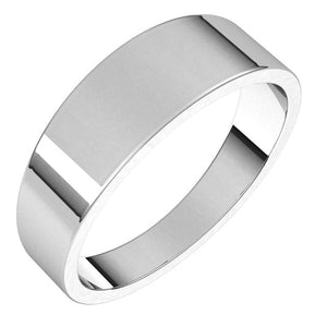 Platinum Flat Tapered Wedding Band, 6 mm Wide