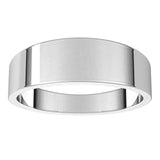 10K White Gold Flat Tapered Wedding Band, 6 mm Wide