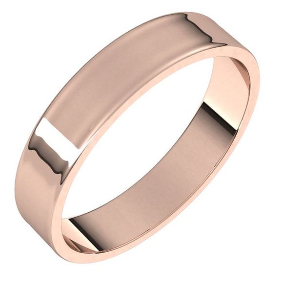 18K Rose Gold Flat Ultra-Light Wedding Band, 4 mm Wide