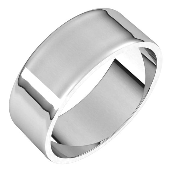 18K White Gold Flat Ultra-Light Wedding Band, 7 mm Wide