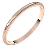 10K Rose Gold Half Round Wedding Band, 1.5 mm Wide