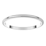 14K White Gold Half Round Wedding Band, 1.5 mm Wide