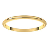 18K Yellow Gold Half Round Wedding Band, 1.5 mm Wide