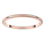 10K Rose Gold Half Round Wedding Band, 1.5 mm Wide