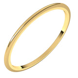 14K Yellow Gold Half Round Wedding Band, 1 mm Wide