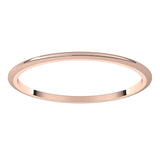 10K Rose Gold Half Round Wedding Band, 1 mm Wide