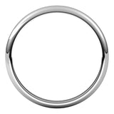 18K White Gold Half Round Wedding Band, 2.5 mm Wide