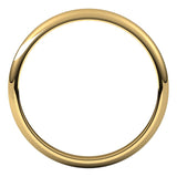 18K Yellow Gold Half Round Wedding Band, 2.5 mm Wide