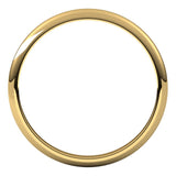 18K Yellow Gold Half Round Wedding Band, 2 mm Wide