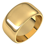 18K Yellow Gold Half Round Wedding Band, 10 mm Wide