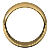 18K Yellow Gold Half Round Wedding Band, 10 mm Wide