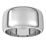 10K White Gold Half Round Wedding Band, 10 mm Wide