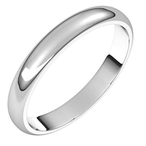 Palladium Half Round Wedding Band, 3 mm Wide