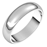 18K White Gold Half Round Wedding Band, 5 mm Wide