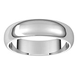 18K White Gold Half Round Wedding Band, 5 mm Wide