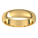 18K Yellow Gold Half Round Wedding Band, 5 mm Wide