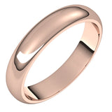 18K Rose Gold Half Round Wedding Band, 4 mm Wide