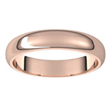 18K Rose Gold Half Round Wedding Band, 4 mm Wide