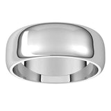 18K White Gold Half Round Wedding Band, 7 mm Wide