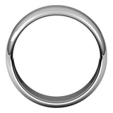 18K White Gold Half Round Wedding Band, 8 mm Wide