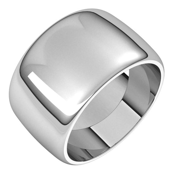 Sterling Silver Half Round Wedding Band, 12 mm Wide