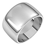 Sterling Silver Half Round Wedding Band, 12 mm Wide