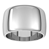 18K White Gold Half Round Wedding Band, 12 mm Wide