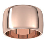 18K Rose Gold Half Round Wedding Band, 12 mm Wide