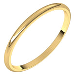 14K Yellow Gold Half Round Light Wedding Band, 1.5 mm Wide