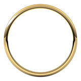 14K Yellow Gold Half Round Light Wedding Band, 1.5 mm Wide