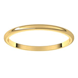 14K Yellow Gold Half Round Light Wedding Band, 1.5 mm Wide