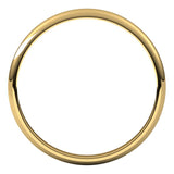 18K Yellow Gold Half Round Light Wedding Band, 2 mm Wide