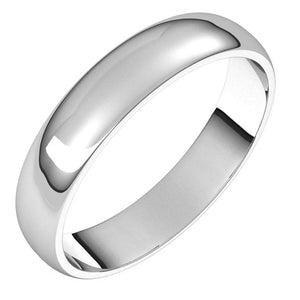 Palladium Half Round Light Wedding Band, 4 mm Wide