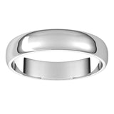 Platinum Half Round Light Wedding Band, 4 mm Wide