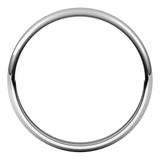 14K White Gold Half Round Light Wedding Band, 2.5 mm Wide