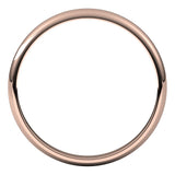 14K Rose Gold Half Round Light Wedding Band, 2.5 mm Wide