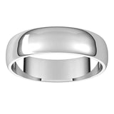 Sterling Silver Half Round Light Wedding Band, 5 mm Wide